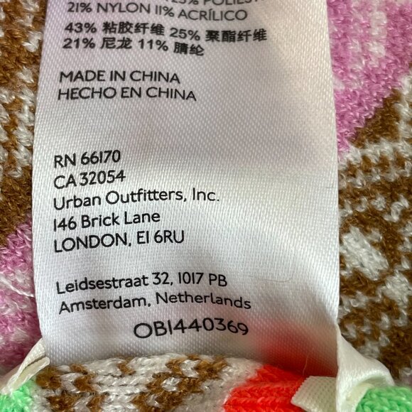 Anthropologie Maeve Knit Winter Striped Scarf Pastel Pink Brown Green NEW - Picture 8 of 10